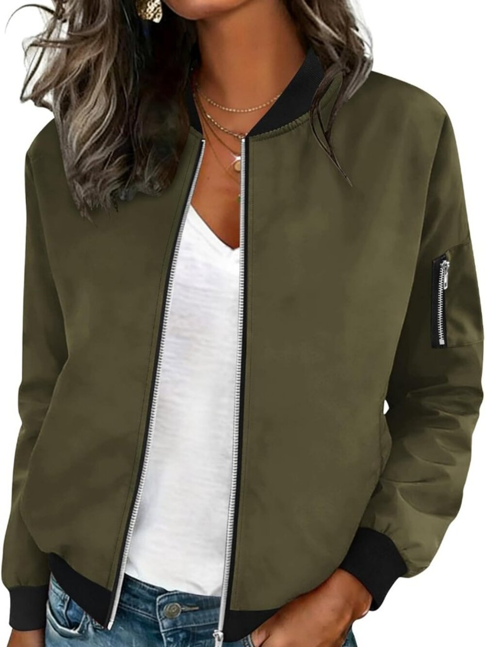 Casual Long Sleeve Zip-Up Jacket for Women - Stylish Spring & Fall Outerwear